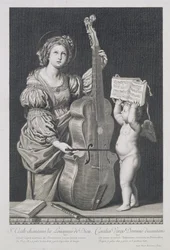 聖セシリアが神の賛美を歌って、エティエンヌピカート（1632-1721）によって彫刻されました